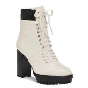 Cream Lace-Up Women's Boots